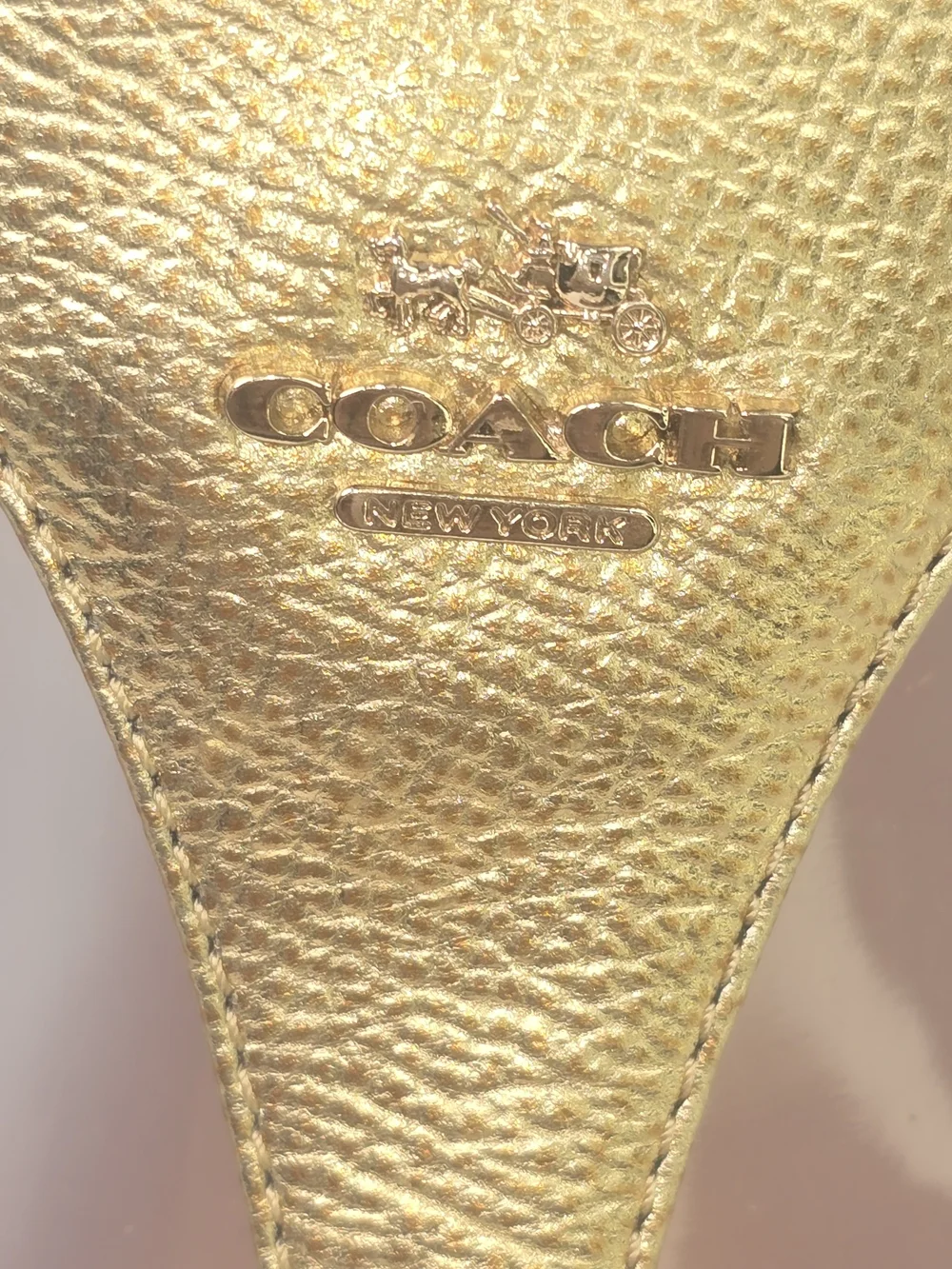 COACH CHEYANNE T-STRAP GOLD METALLIC SANDALS SMALL WEDGE HEEL WOMENS 9.5 - Picture 5 of 9
